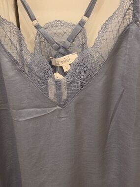 LA MIEL Lace-Trim Cami Grayish Blue